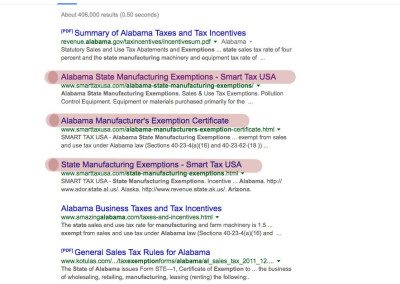 Alabama State Manufacturing Exemptions