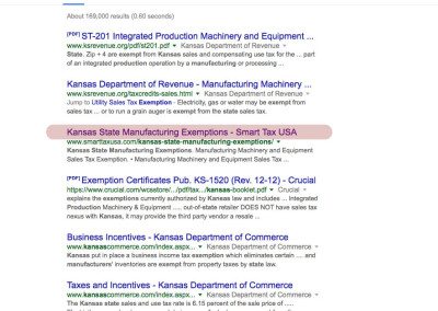 Kansas State Manufacturing Exemptions
