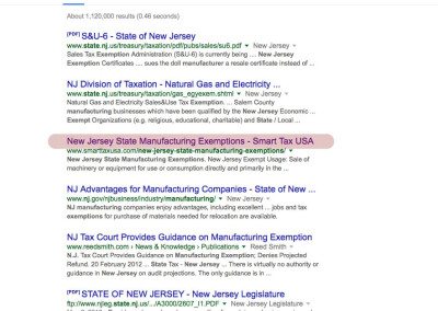 New Jersey State Manufacturing Exemptions